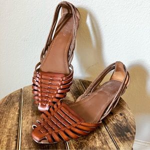 J. Crew Factory Woven Brown Boho Casual Beachy Summer Huarache Sandals Sz 7.5